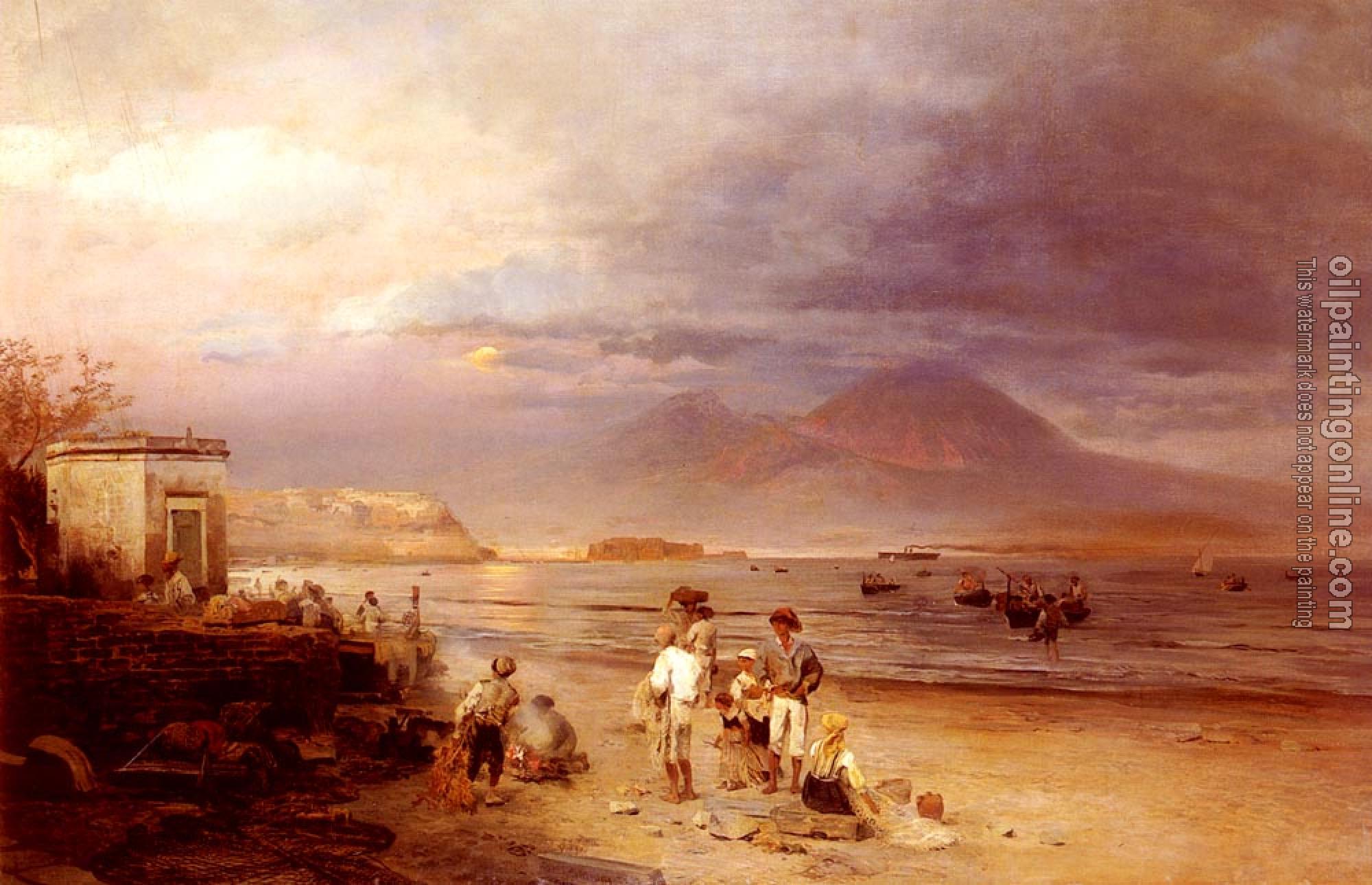Achenbach, Oswald - Fishermen with the Bay of Naples and Vesuvius beyond